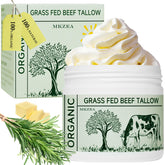 MKZEA beef tallow face moisturizer jar with whipped texture for deep hydration