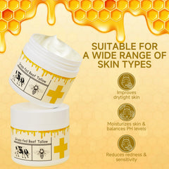 mkzea beef-tallow-honey-cream-jar highlights nourishing honey for glow and protection