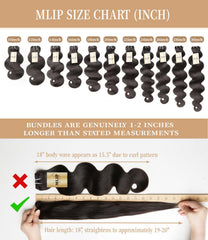 MLIP Raw Indian Body Wave bundle 18-inch for natural full length and styling flexibility.
