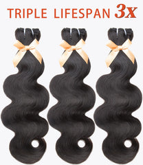 MLIP 3x Lifespan bundle image demonstrates durable, long-lasting hair with proper care.