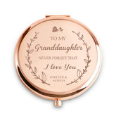 MLLXX compact mirror front view highlighting 2X magnification for on-the-go grooming