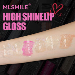 MLSMILE lip gloss applicator brush enabling smooth, precise application.