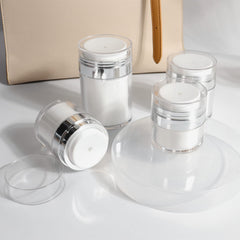Mluchee front view airless pump jar highlights sleek design
