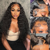 MMFZPHEIR deep wave lace front wig 13x6 shows natural volume for daily wear.