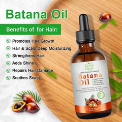 MMPANG Batana Oil glass bottle closeup emphasizes natural formula for frizz control.