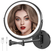 MNIENT wall-mounted makeup mirror front view with 8-inch panel for precise makeup