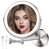 MNIENT wall-mounted makeup mirror 8inch LED with even lighting for precise makeup.
