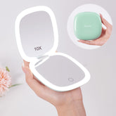 Mocado compact LED travel mirror front-lit for on-the-go makeup checks