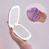 Mocado compact LED travel mirror with 1X magnification for an overall makeup check.