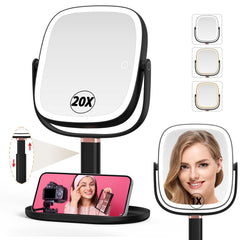 Mocado makeup mirror 1x-20x magnification for quick overview and precise detail work.