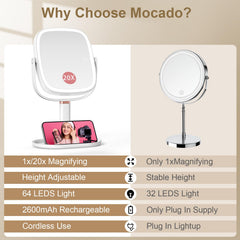 Mocado makeup mirror light settings display cool natural warm modes