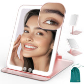 Mocado travel makeup mirror in rose gold with built-in light for precise makeup