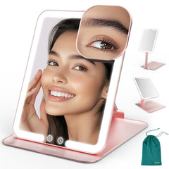Mocado travel makeup mirror in rose gold with built-in light for precise makeup