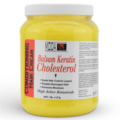 MODA Cholesterol Cream bottle pour demonstrates easy application for damaged, dry hair