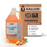 MODA Honey Almond shampoo bottle 128oz shows powerful cleansing for all hair types.