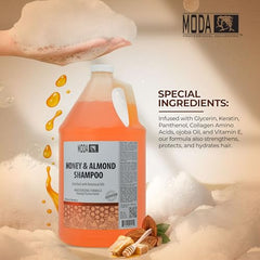 MODA Honey Shampoo lather on hair illustrates rich foam and thorough cleansing.