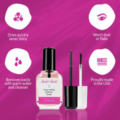 Model in a Bottle Eyebrow Sealer dries clear, leaving a natural, shine-free finish.