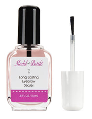 Model in a Bottle Eyebrow Sealer with mascara wand for fuller, long-lasting brows.