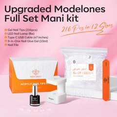 Modelones 216-pcs short square nail tips ready for precise, natural-looking extensions.