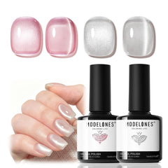 Modelones cat eye gel pink-silver 9D swatch showing multichrome sparkle.
