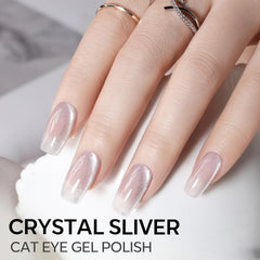 Modelones pink-silver cat eye gel swatch with shimmering effect.