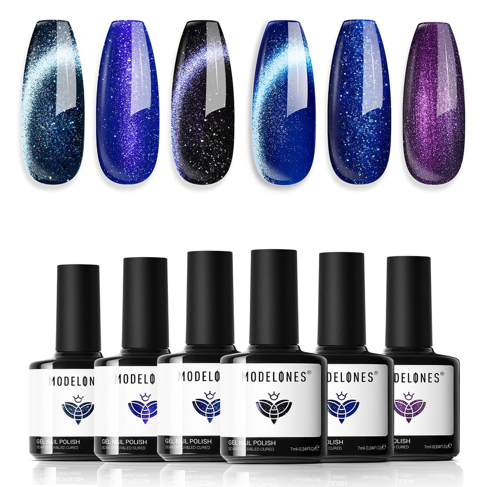 Modelones cat-eye glitter black 7ml bottle with magnetic shimmer
