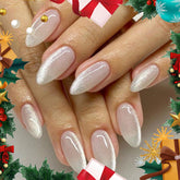 Modelones cat-eye nails almond 32pcs front view shows a durable press-on kit for quick home manicures.