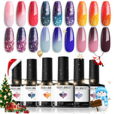 Modelones color-changing-nail-polish-set shows six shades for seasonal manicures.