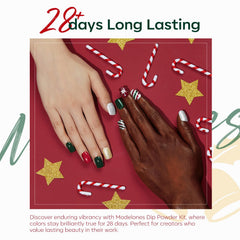 Modelones gold glitter powder adds sparkling accents for glam holiday nails