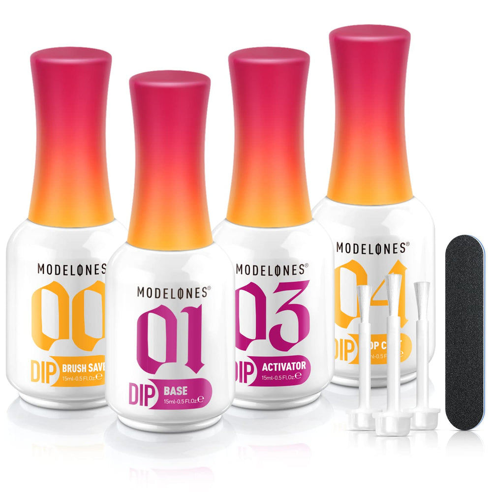 modelones dip powder liquid set base coat bottle provides strong adhesion for a smooth at-home manicure.