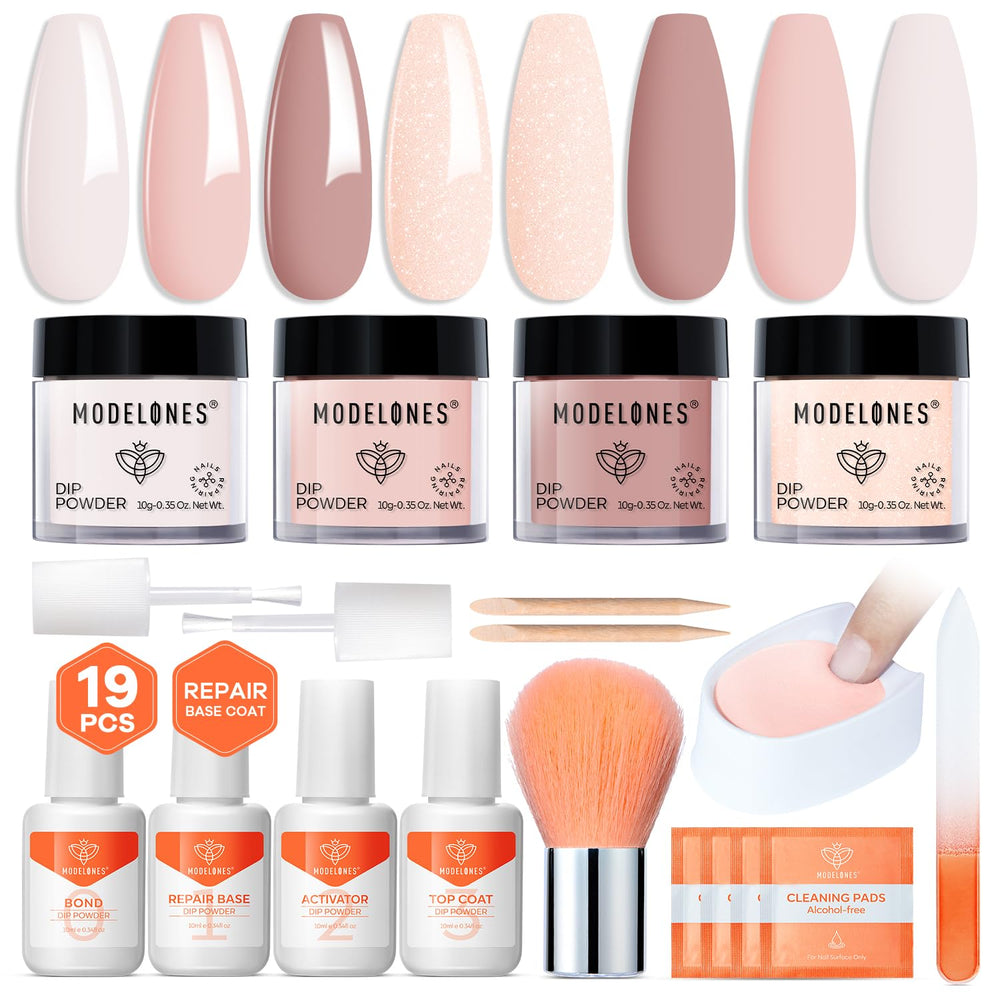 Modelones dip powder nude shade swatch for salon-quality manicure at home.