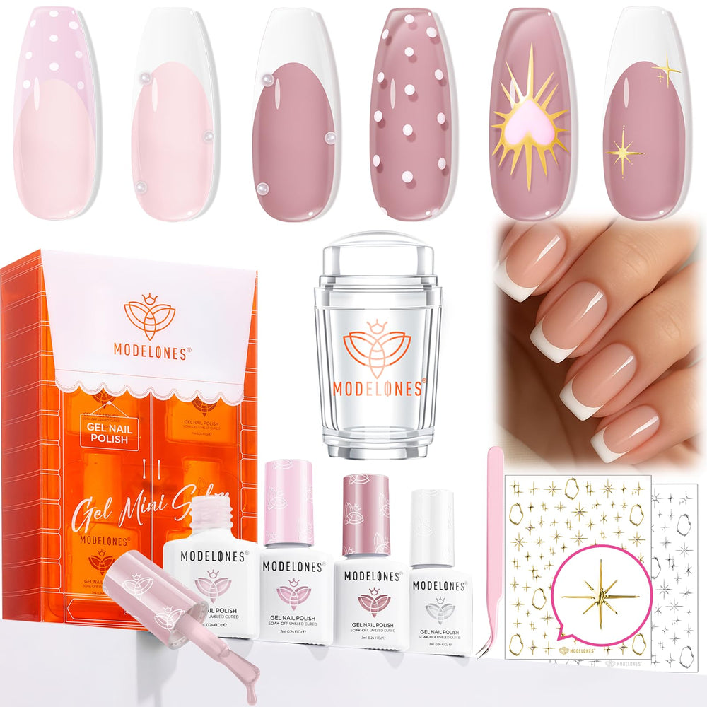 Modelones French manicure kit shows four jelly colors for easy at-home tips.