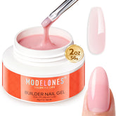 Modelones Gel Builder 10in1 extensions demonstrates smooth coverage for natural nails and extensions.