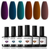 Modelones gel nail polish set with six colors for chic fall and winter nails.