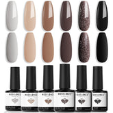 Modelones gel nail polish set bottles arranged on desk for at-home manicure.