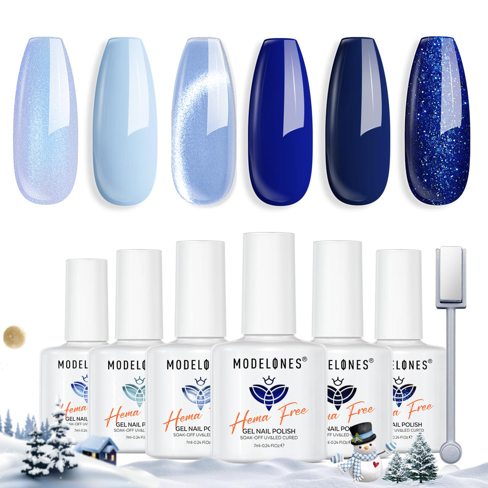 Modelones winter navy gel polish swatch for long-lasting, salon-quality nails.