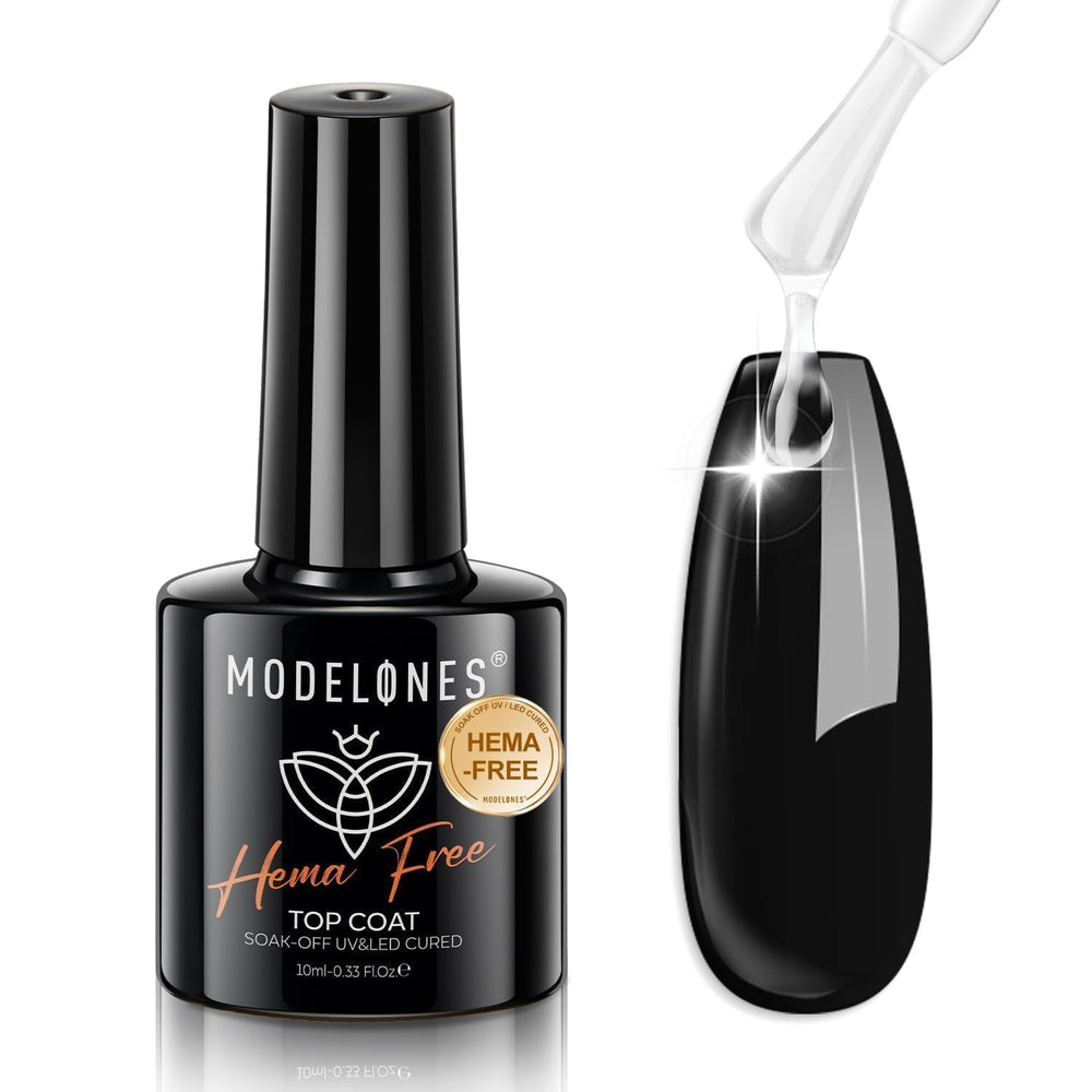 Modelones gel top coat with glossy finish for a long-lasting manicure