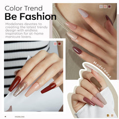 Modelones glitter-champagne-gold nail image highlights sparkle finish for festive looks.