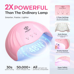Modelones LED/UV dual-light source accelerates curing for a faster manicure session.