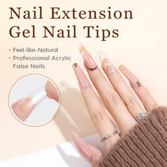 Modelones long coffin nail tips half-matte texture for better friction and adhesion