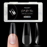 Modelones long coffin nail tips packaging shows 500-piece set for at-home manicure