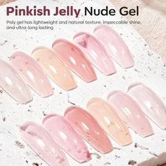 Modelones milky white and sheer pink nude nails complement skin tones.