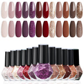 Modelones nail polish set burgundy swatches show rich fall color options