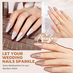 Modelones nail polish set sparkling white image with glittery white in high-shine for festive looks.