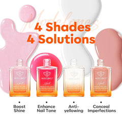 Modelones Nail Strengthener Kits glitter pink bottle provides subtle shimmer for everyday wear.