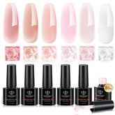 Modelones nude pink builder gel set with 6 pieces for at‑home salon nails
