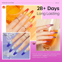 Modelones ombre cocktail-inspired swatches demonstrate mood change on nails.