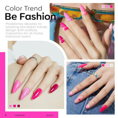 Modelones Pink Gel Nail Polish Collection Display shows six versatile shades
