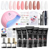 Modelones poly extension gel kit in pink-nude colors for at-home salon-worthy nails.