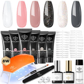 Modelones Poly Gel Nail Kit 6 colors close-up showing vibrant shade range for DIY manicures